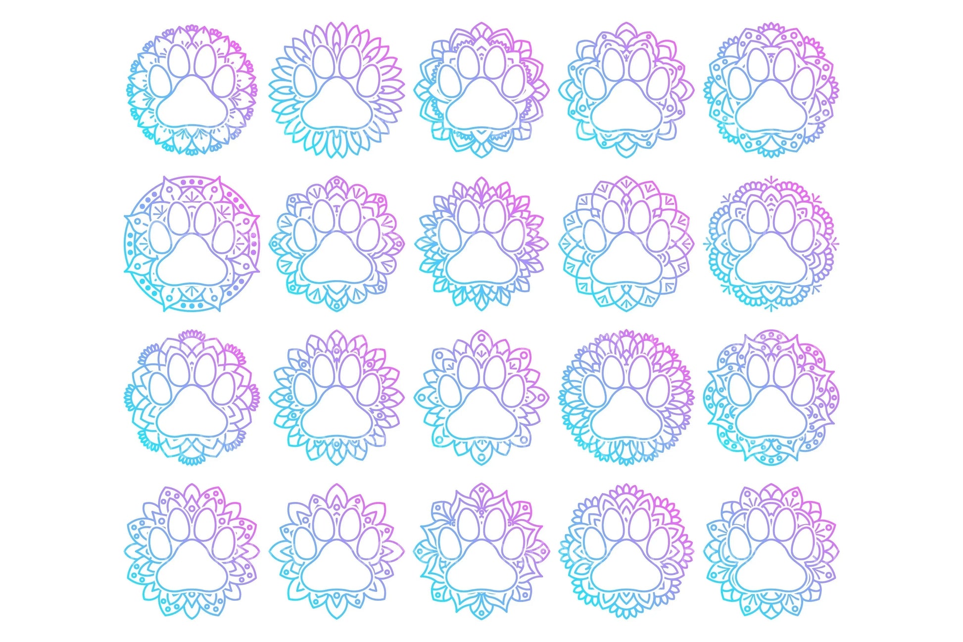Animal Pet Paw Mandala Stickers Clipart Bundle - CraftNest - Digital Crafting and Art