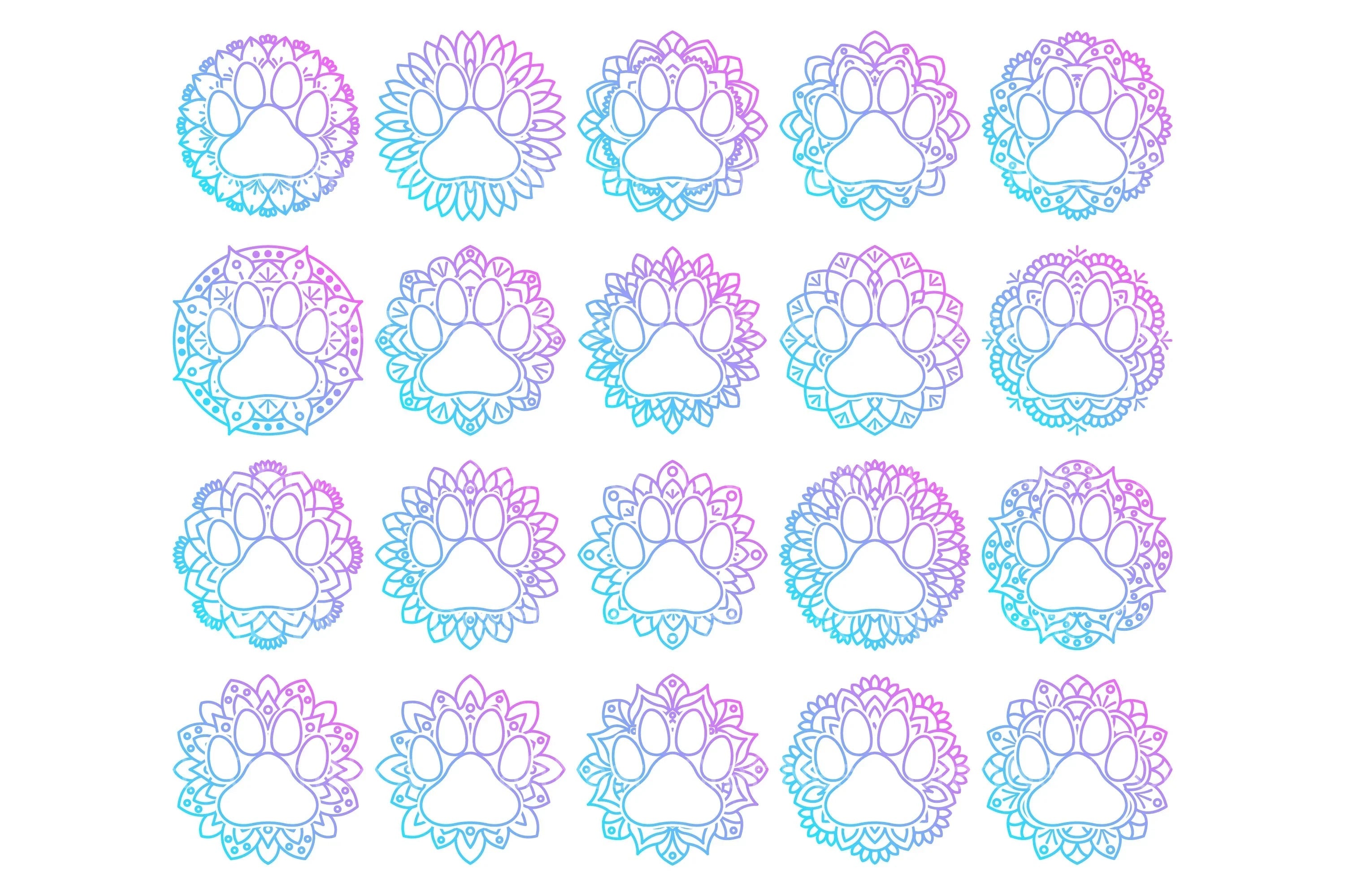 Animal Pet Paw Mandala Stickers Clipart Bundle - CraftNest - Digital Crafting and Art