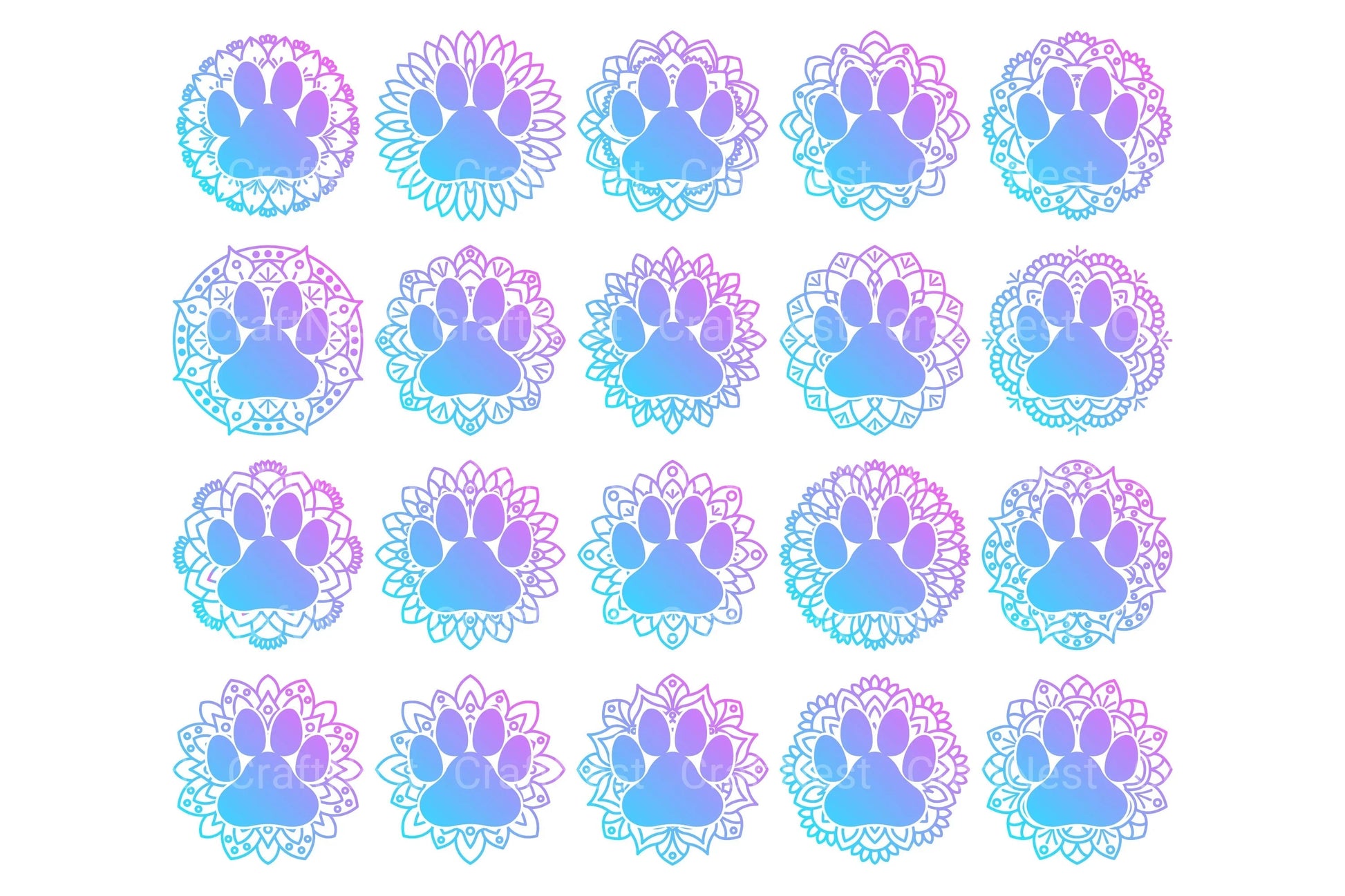 Animal Pet Paw Mandala Stickers Clipart Bundle - CraftNest - Digital Crafting and Art