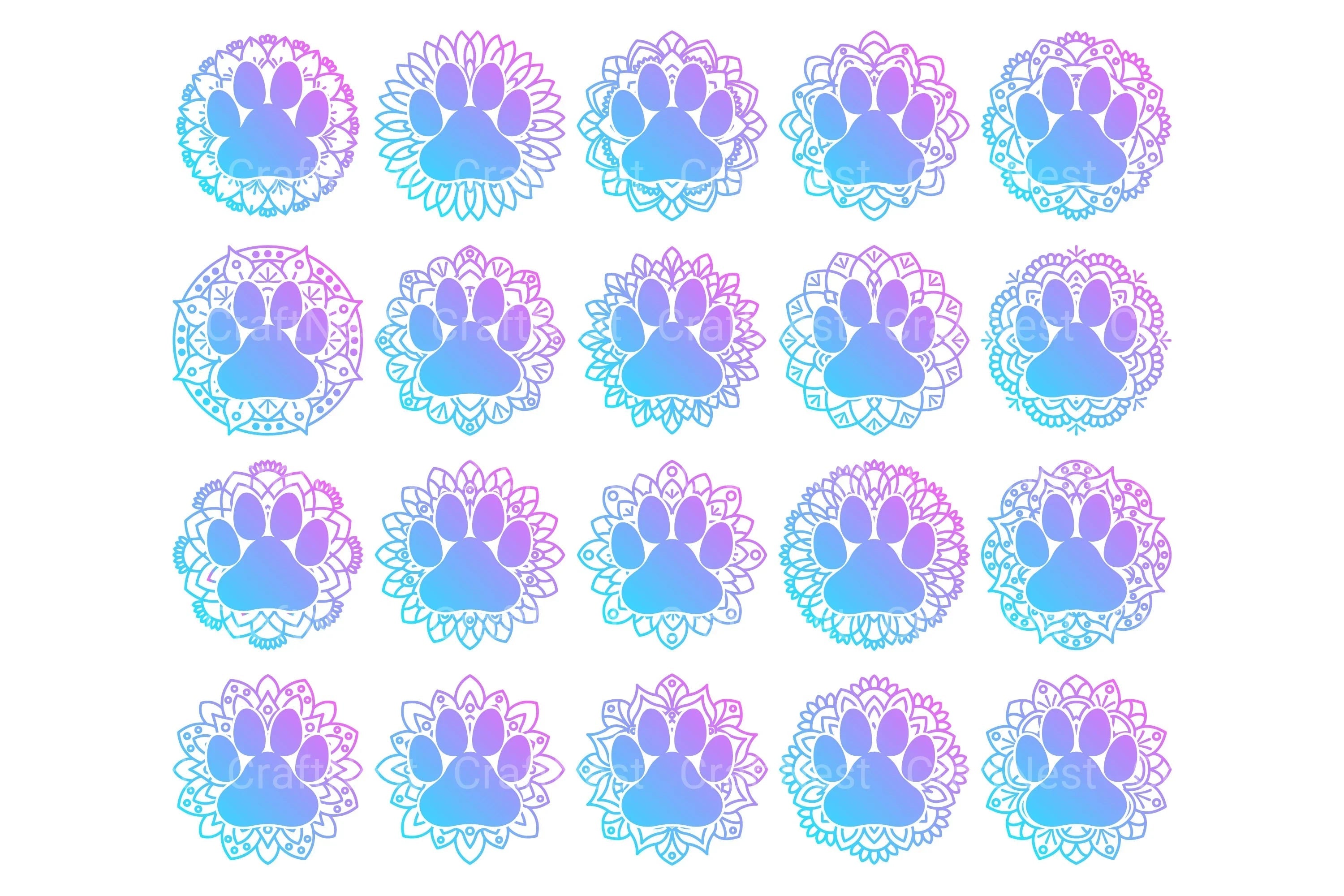 Animal Pet Paw Mandala Stickers Clipart Bundle - CraftNest - Digital Crafting and Art
