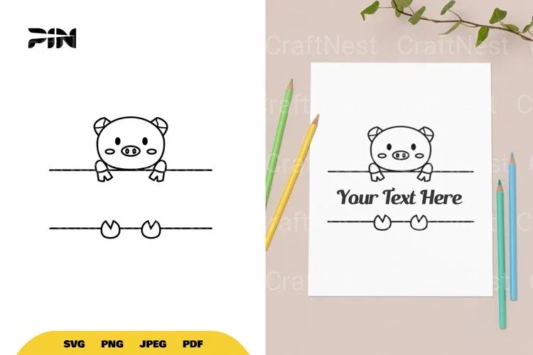 Animal Split Border Pig SVG Bundle - CraftNest - Digital Crafting and Art