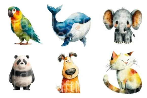 Minimalist Cartoon Animal Clipart Bundle - CraftNest - Digital Crafting and Art