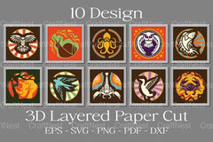 Animals 3D Layered Paper Cut Clipart Bundle - CraftNest - Digital Crafting and Art