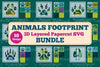 Animals Footprint 3D Layered Papercut Clipart Bundle