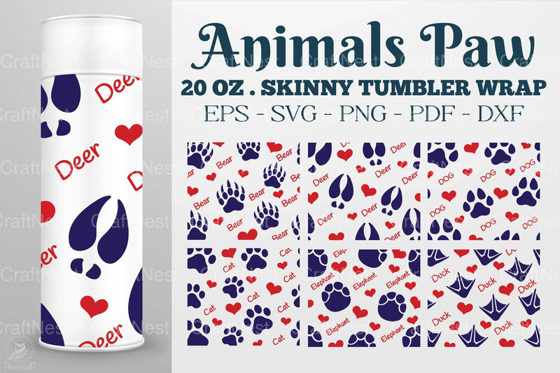 Animals Paw Tumbler Wrap Design Bundle - CraftNest - Digital Crafting and Art