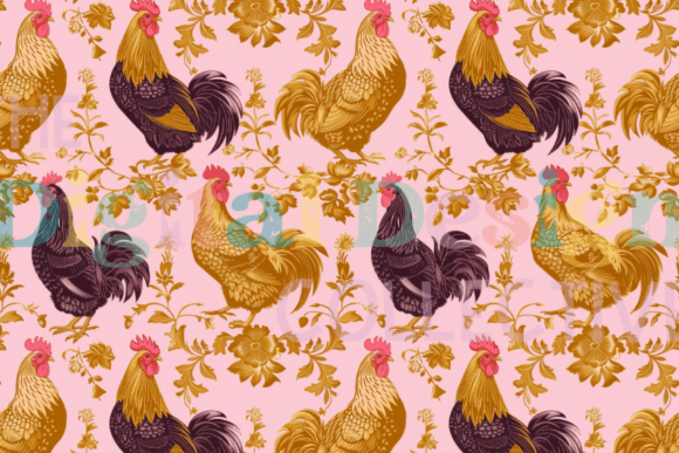 Antique Roosters Seamless Digital Paper
