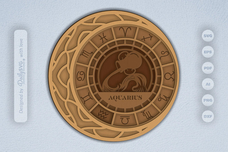 Aquarius Zodiac Laser Cut SVG Bundle 1 - CraftNest - Digital Crafting and Art