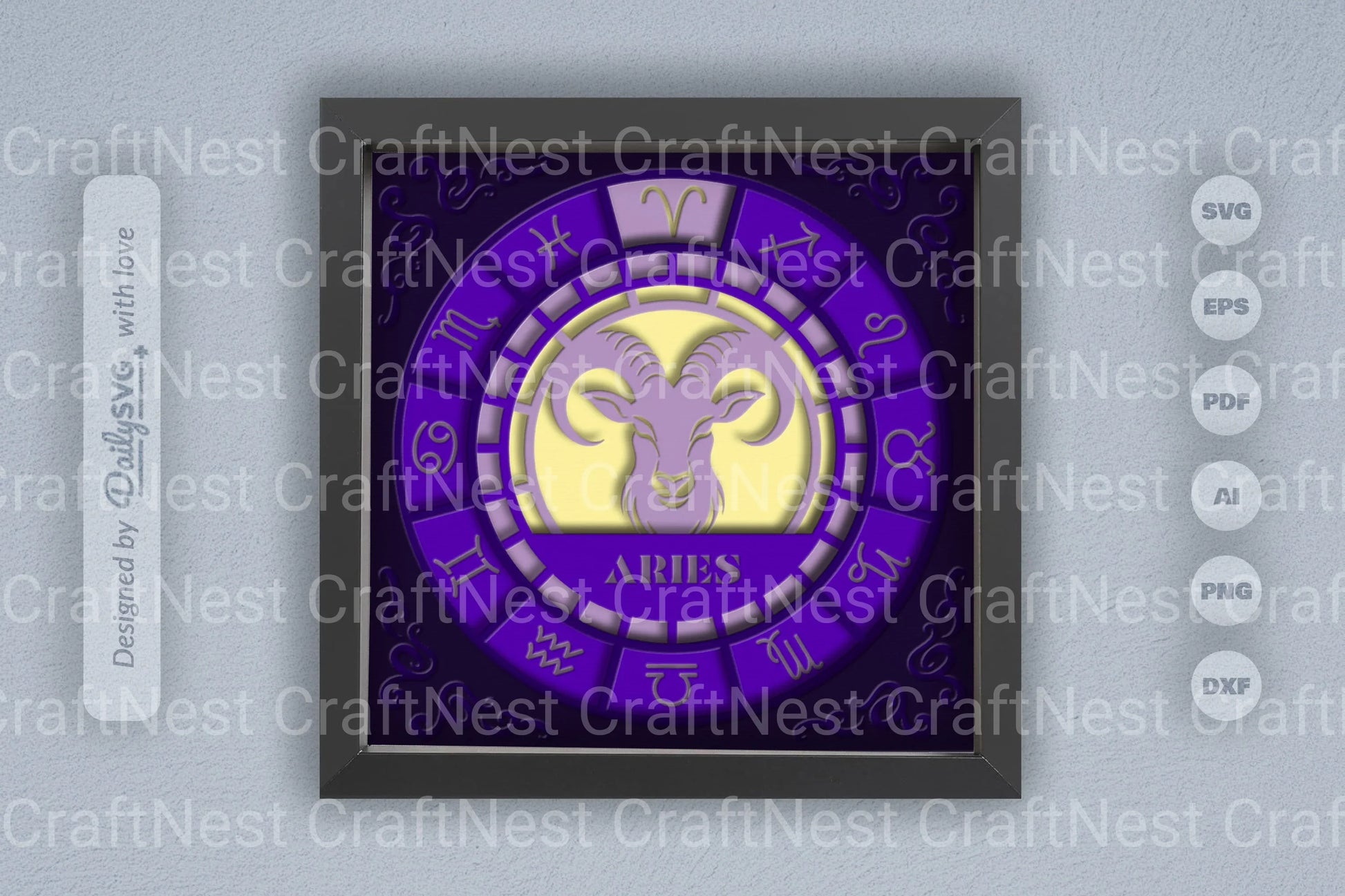 Aries Zodiac 3D Shadow Box Papercut SVG Bundle - CraftNest - Digital Crafting and Art