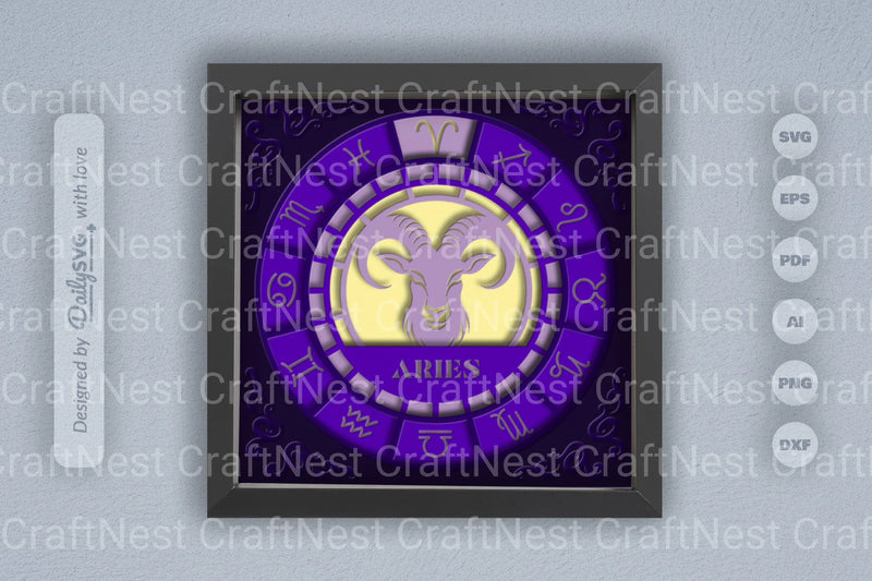 Aries Zodiac 3D Shadow Box Papercut SVG Bundle - CraftNest - Digital Crafting and Art