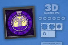 Aries Zodiac 3D Shadow Box Papercut SVG Bundle - CraftNest - Digital Crafting and Art