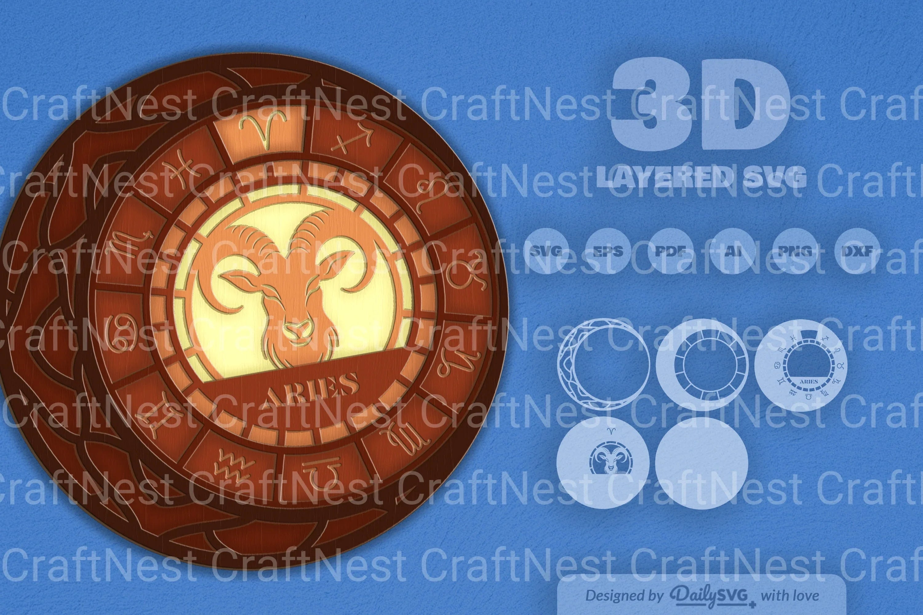 Aries Zodiac Laser Cut SVG Bundle