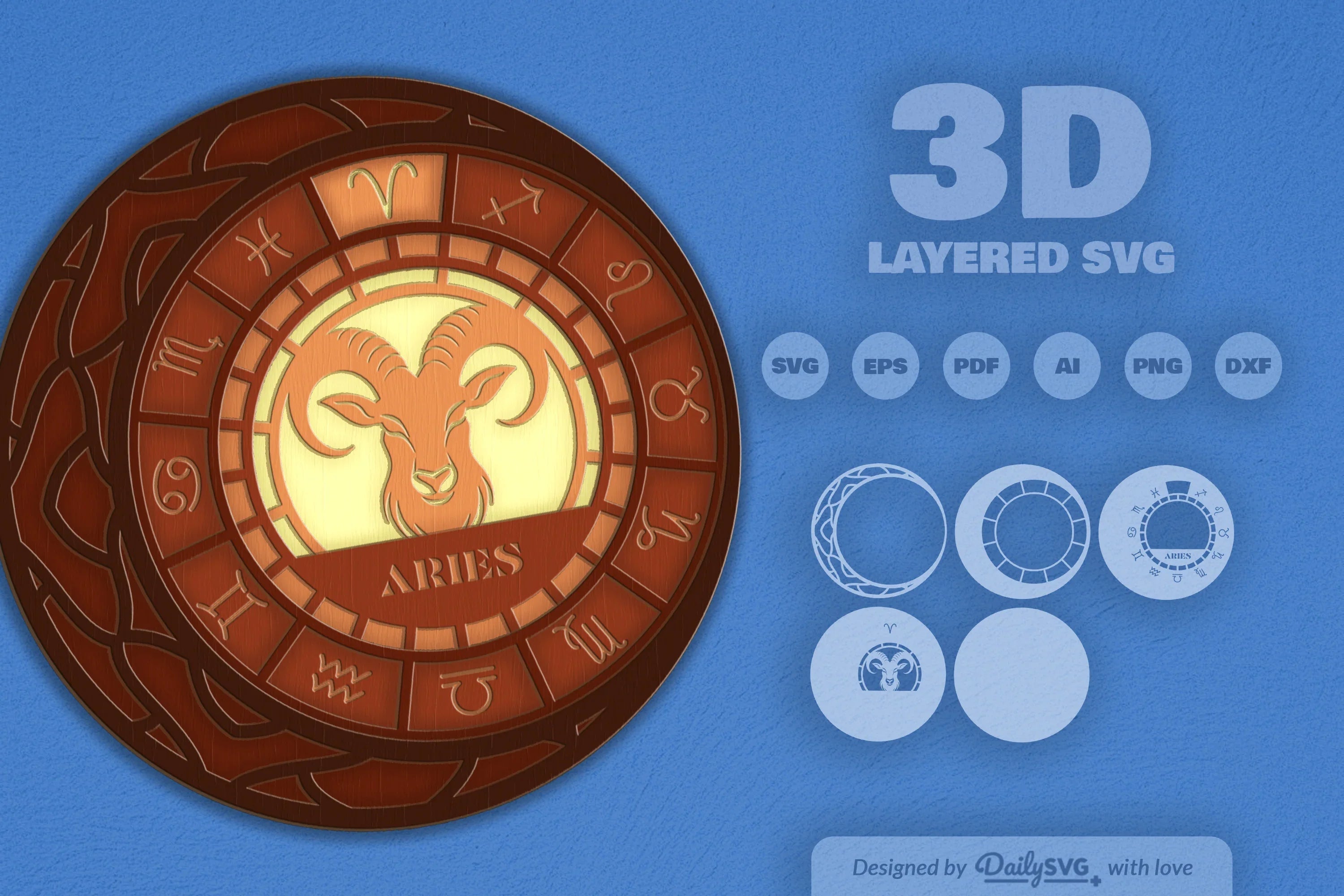 Aries Zodiac Laser Cut SVG Bundle - CraftNest - Digital Crafting and Art