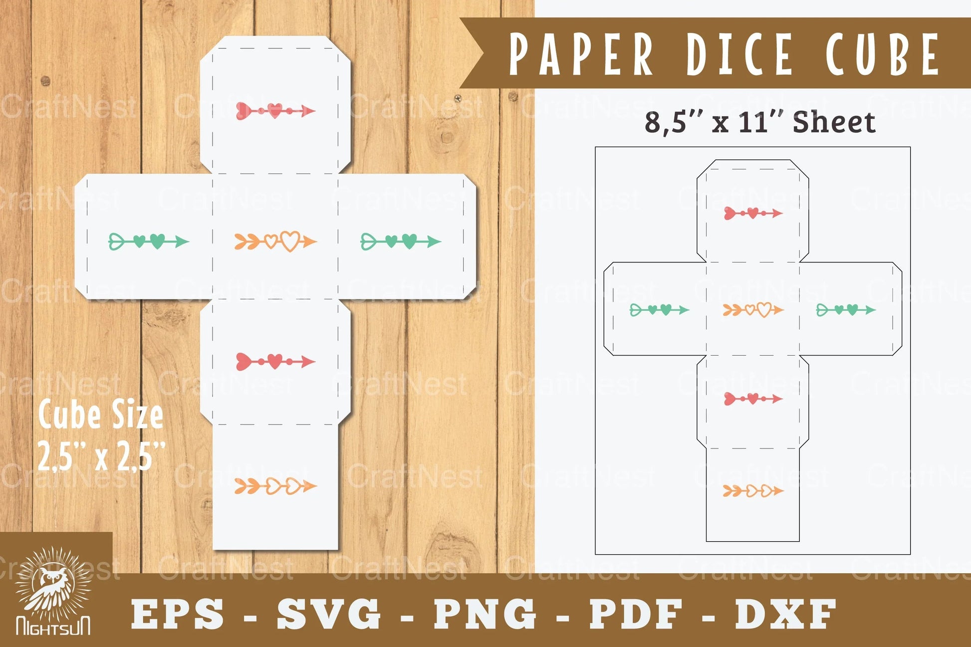 Arrow Paper Dice Cube Printable Cut - Clipart Bundle - CraftNest - Digital Crafting and Art