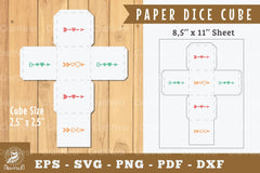 Arrow Paper Dice Cube Printable Cut - Clipart Bundle - CraftNest - Digital Crafting and Art