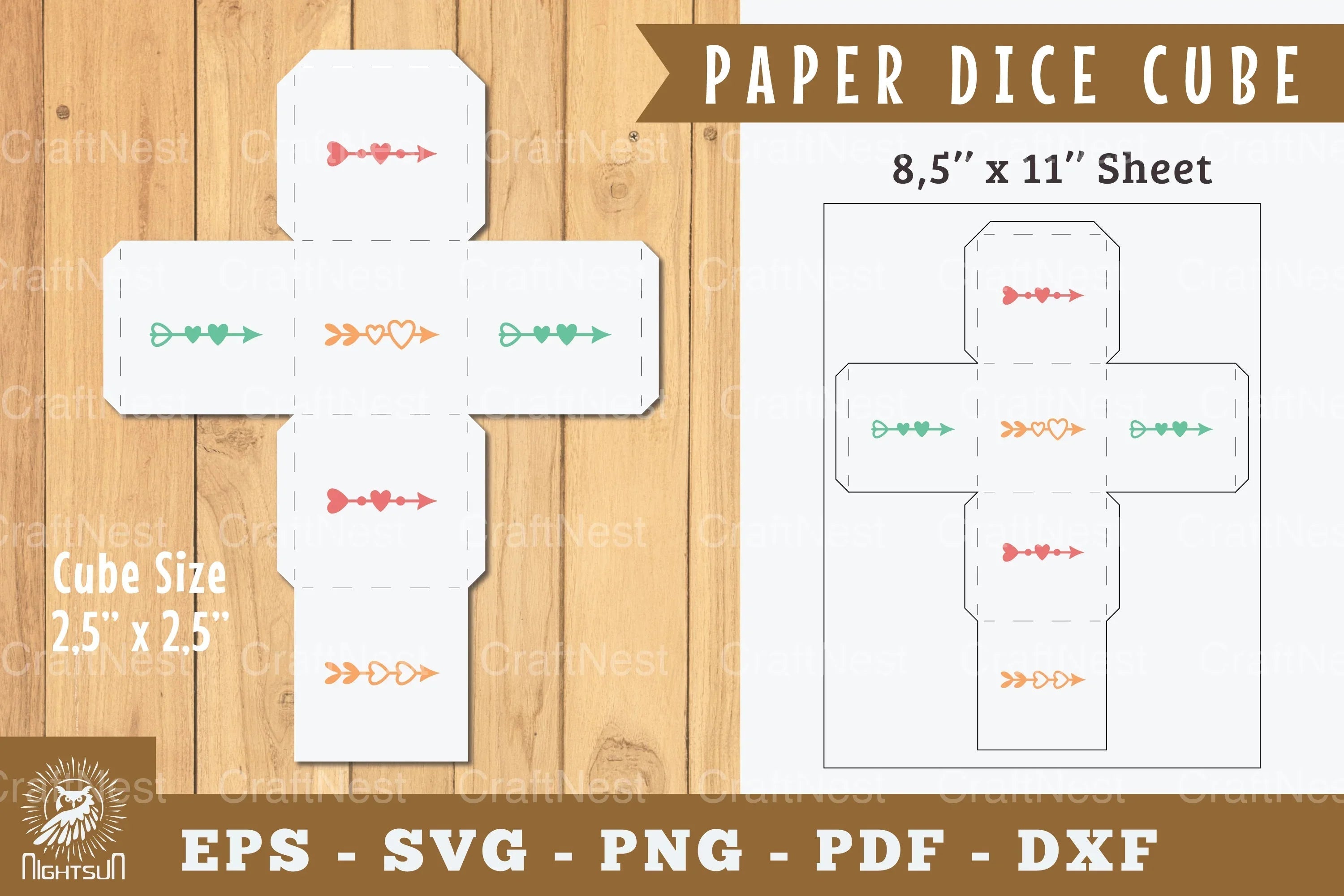 Arrow Paper Dice Cube Printable Cut - Clipart Bundle - CraftNest - Digital Crafting and Art