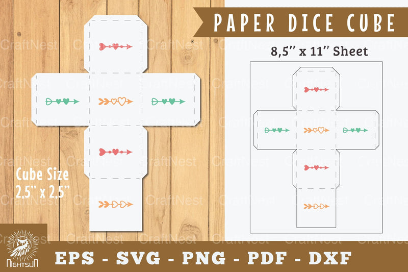 Arrow Paper Dice Cube Printable Cut - Clipart Bundle - CraftNest - Digital Crafting and Art
