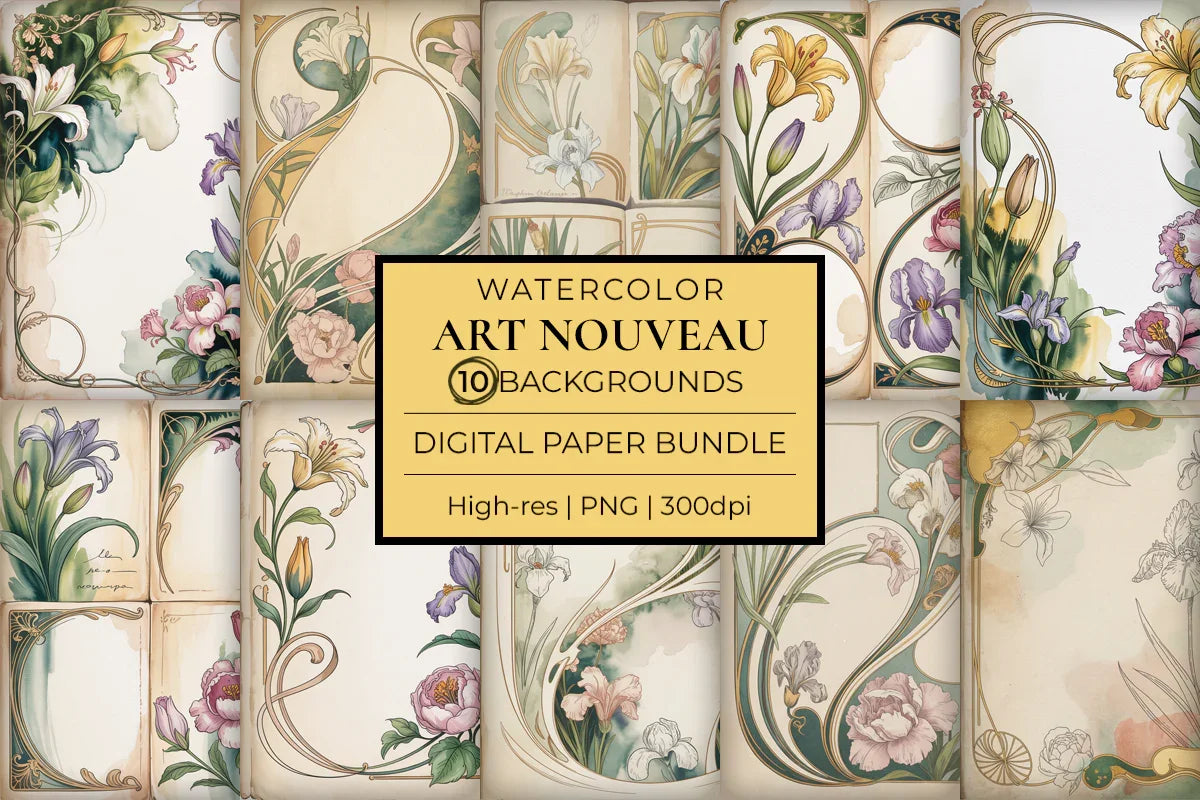 Art Nouveau Junk Journal Papers - CraftNest - Digital Crafting and Art