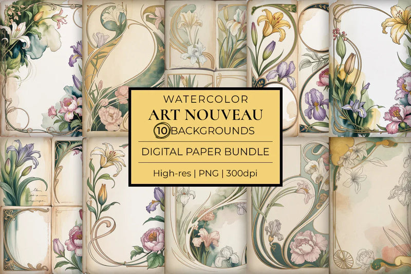 Art Nouveau Junk Journal Papers - CraftNest - Digital Crafting and Art
