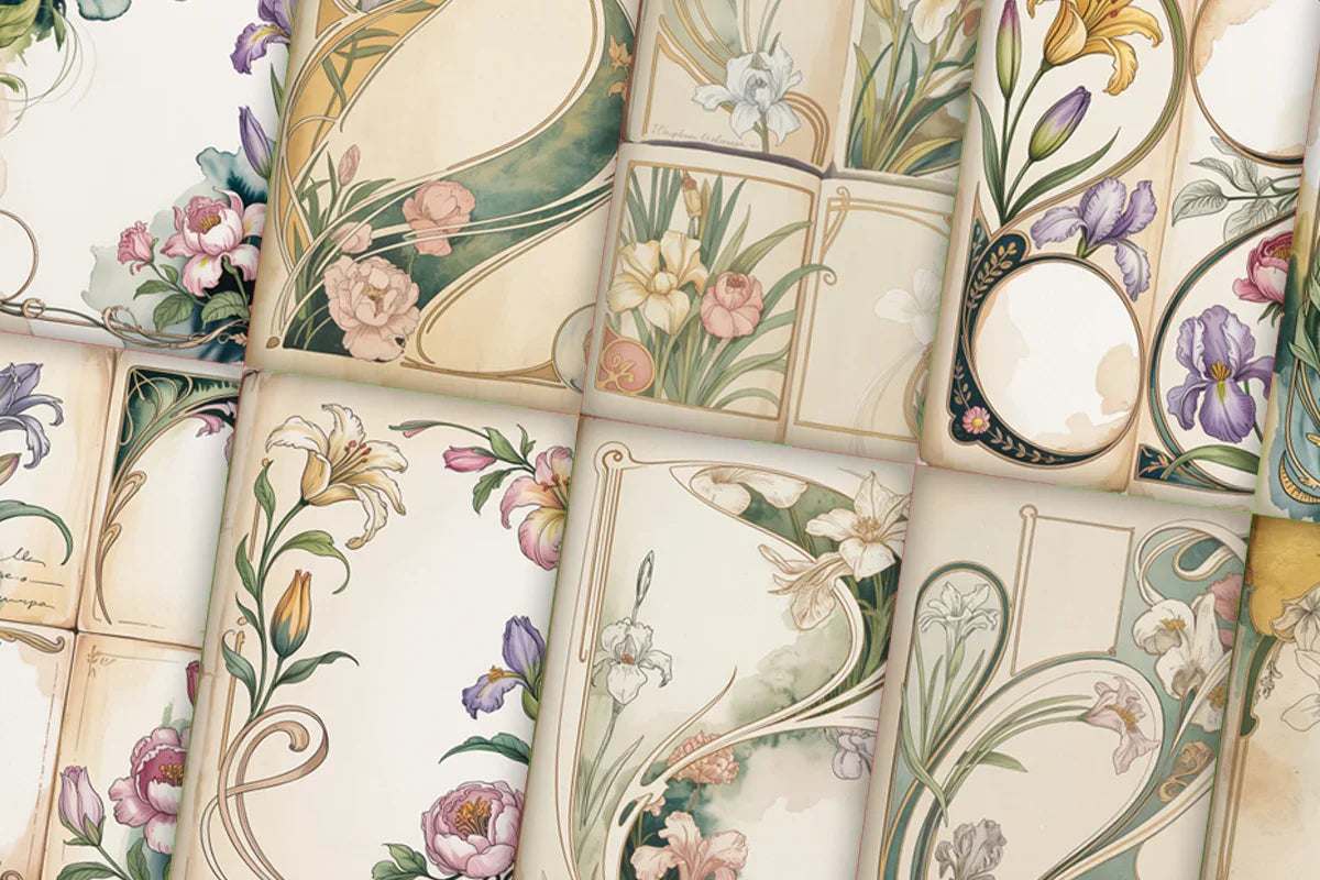 Art Nouveau Junk Journal Papers - CraftNest - Digital Crafting and Art