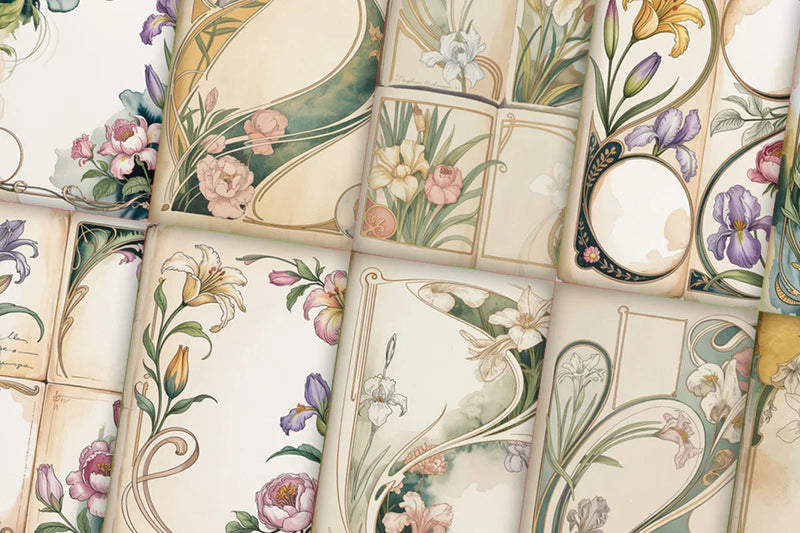 Art Nouveau Junk Journal Papers - CraftNest - Digital Crafting and Art