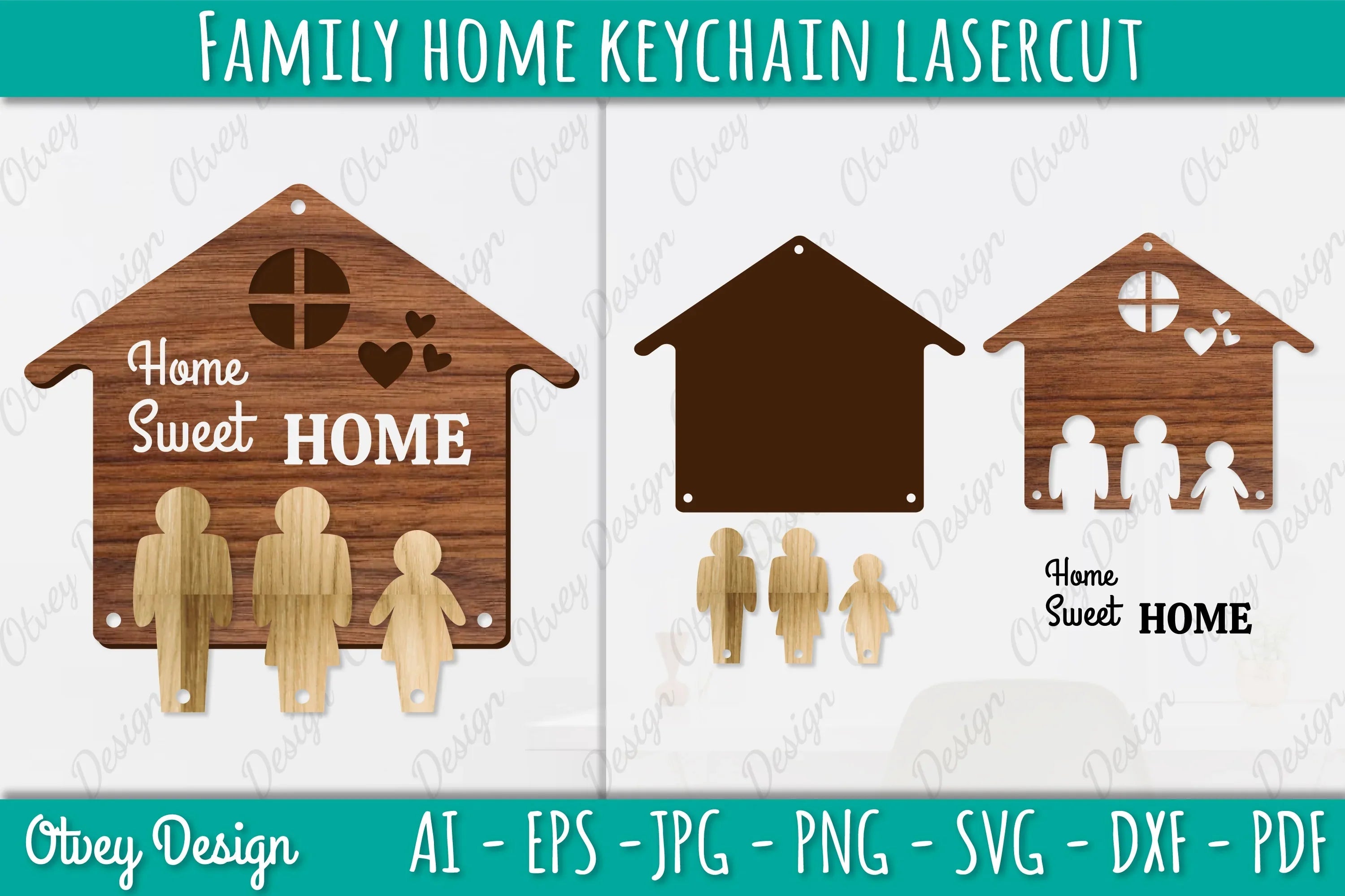 Family Keychain Home Key Holder Laser Cut SVG Bundle 1 - CraftNest - Digital Crafting and Art
