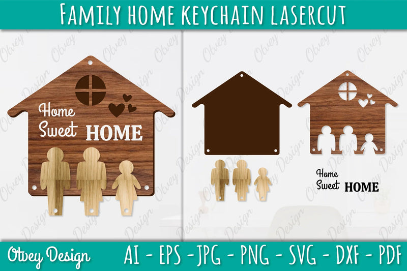 Family Keychain Home Key Holder Laser Cut SVG Bundle 1 - CraftNest - Digital Crafting and Art