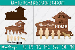 Family Keychain SVG Home Key Holder Laser Cut SVG Bundle 6 - CraftNest - Digital Crafting and Art
