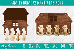 Family Keychain SVG Home Key Holder Laser Cut SVG Bundle 9 - CraftNest - Digital Crafting and Art