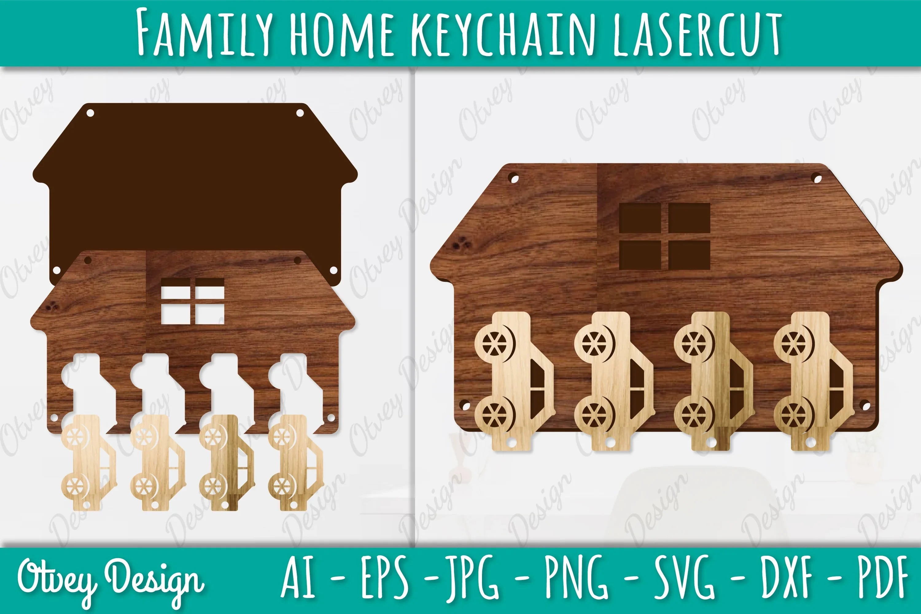 Family Keychain SVG Home Key Holder Laser Cut SVG Bundle 9 - CraftNest - Digital Crafting and Art