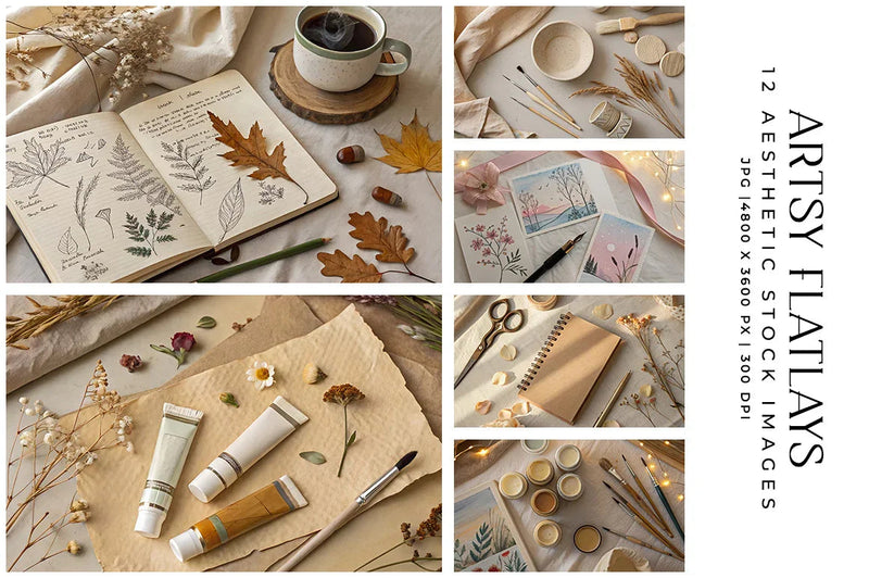 Artsy Flatlays - Stock Images - CraftNest - Digital Crafting and Art