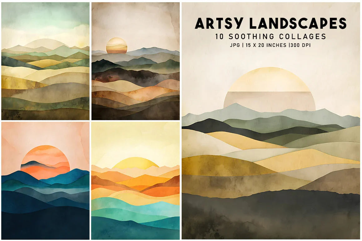 Artsy Landscape Collages - Wall Art - CraftNest - Digital Crafting and Art