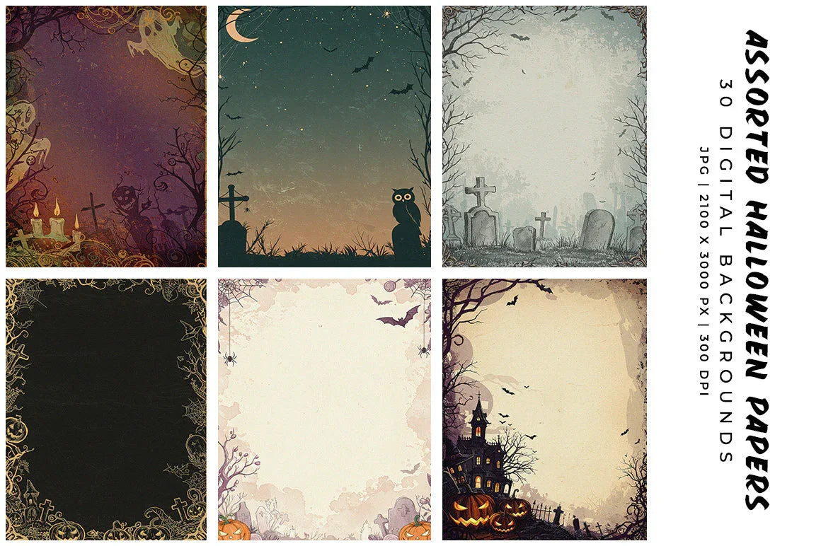 Assorted Halloween Papers - CraftNest - Digital Crafting and Art
