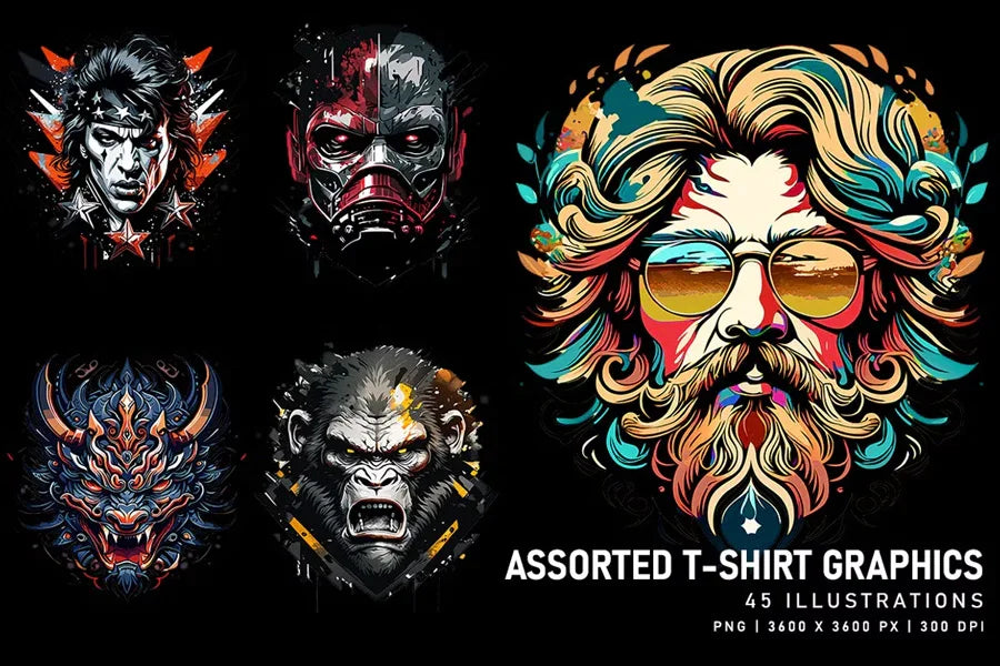 Assorted T-Shirt Graphics - Funky & Groovy - CraftNest - Digital Crafting and Art