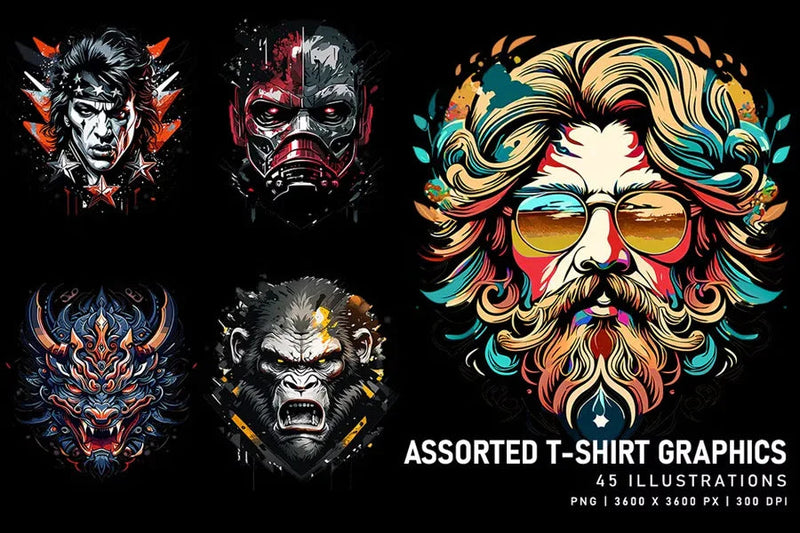 Assorted T-Shirt Graphics - Funky & Groovy - CraftNest - Digital Crafting and Art