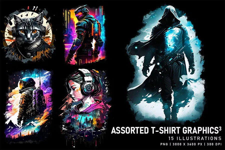 Assorted T-Shirt Graphics V3 - Funky & Groovy - CraftNest - Digital Crafting and Art