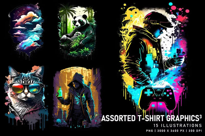 Assorted T-Shirt Graphics V3 - Funky & Groovy - CraftNest - Digital Crafting and Art