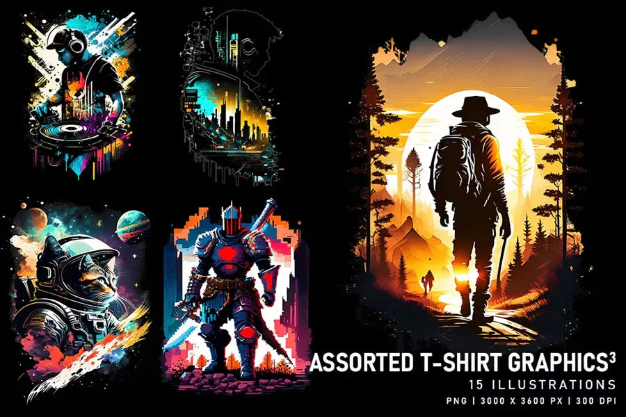 Assorted T-Shirt Graphics V3 - Funky & Groovy - CraftNest - Digital Crafting and Art
