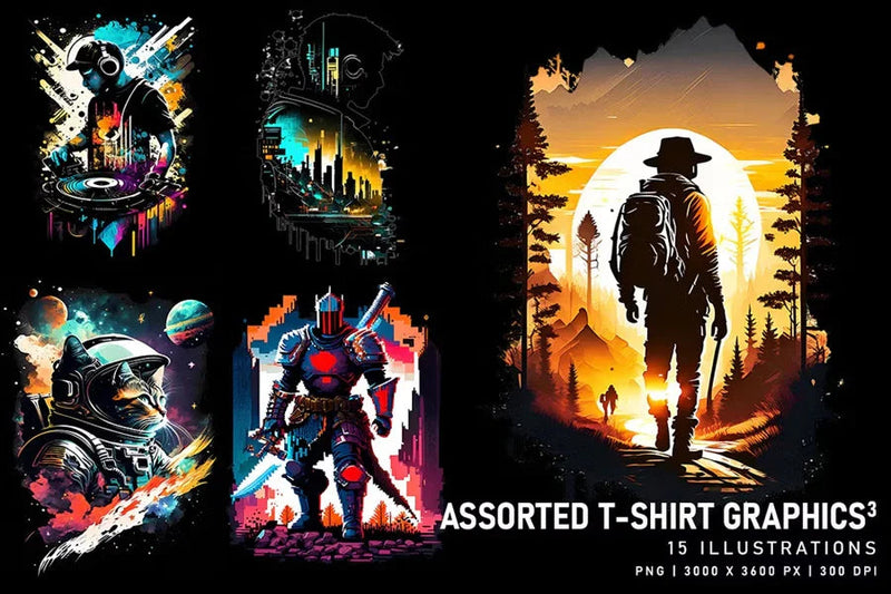 Assorted T-Shirt Graphics V3 - Funky & Groovy - CraftNest - Digital Crafting and Art