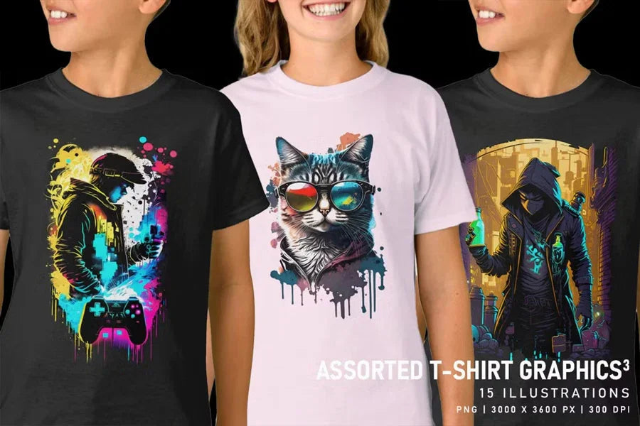 Assorted T-Shirt Graphics V3 - Funky & Groovy - CraftNest - Digital Crafting and Art