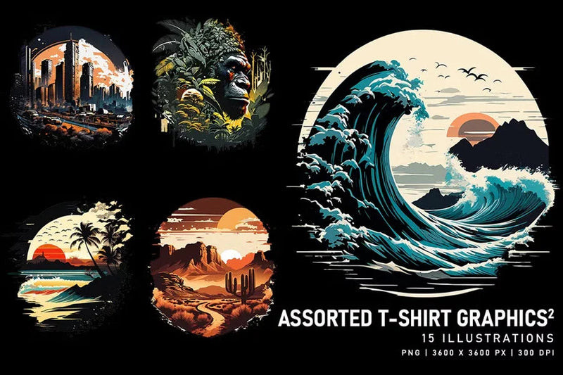 Assorted T-Shirt Graphics V2 - Funky & Groovy - CraftNest - Digital Crafting and Art