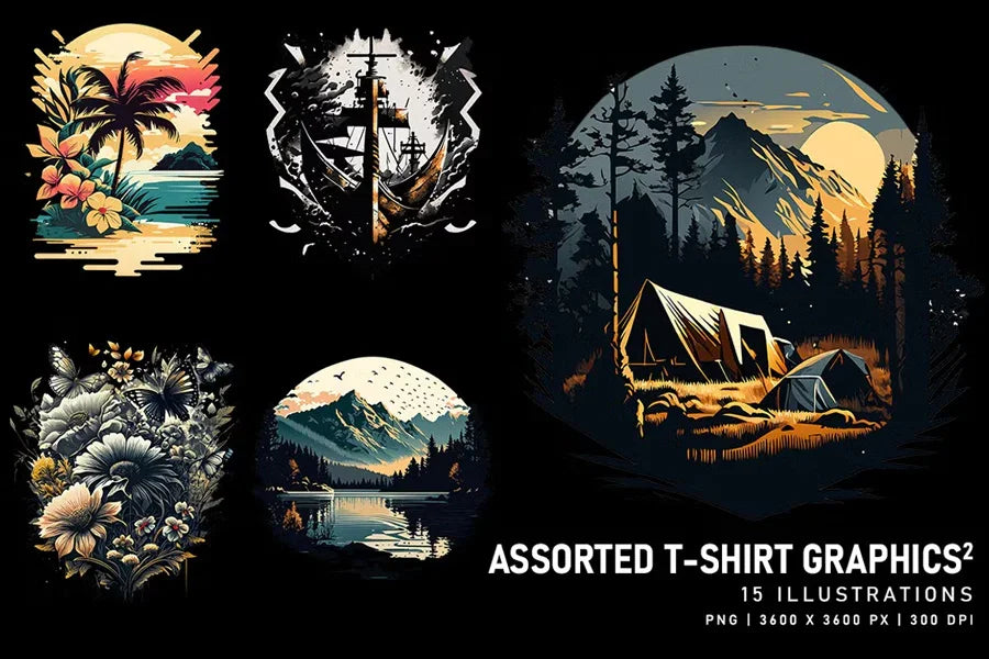Assorted T-Shirt Graphics V2 - Funky & Groovy - CraftNest - Digital Crafting and Art