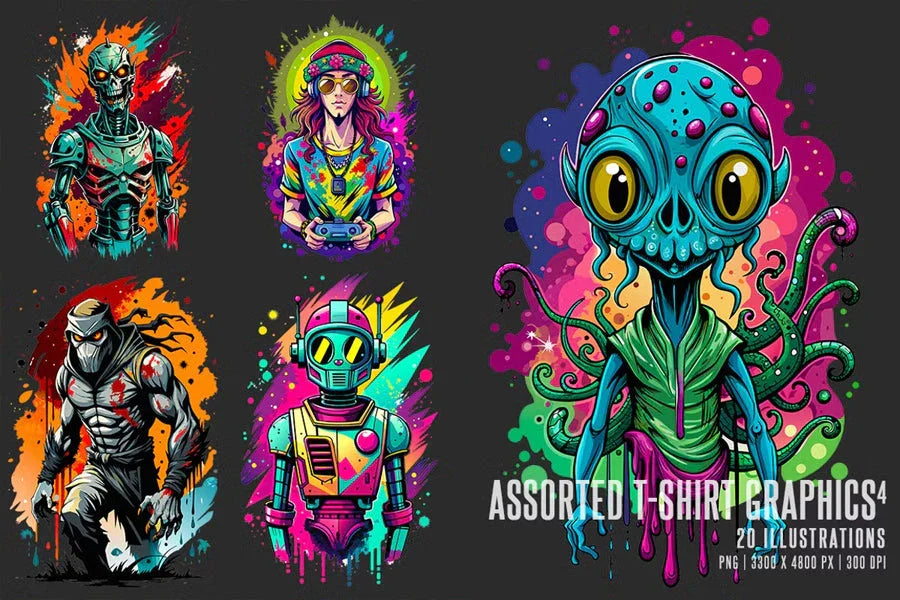 Assorted T-Shirt Graphics V4 - Funky & Groovy