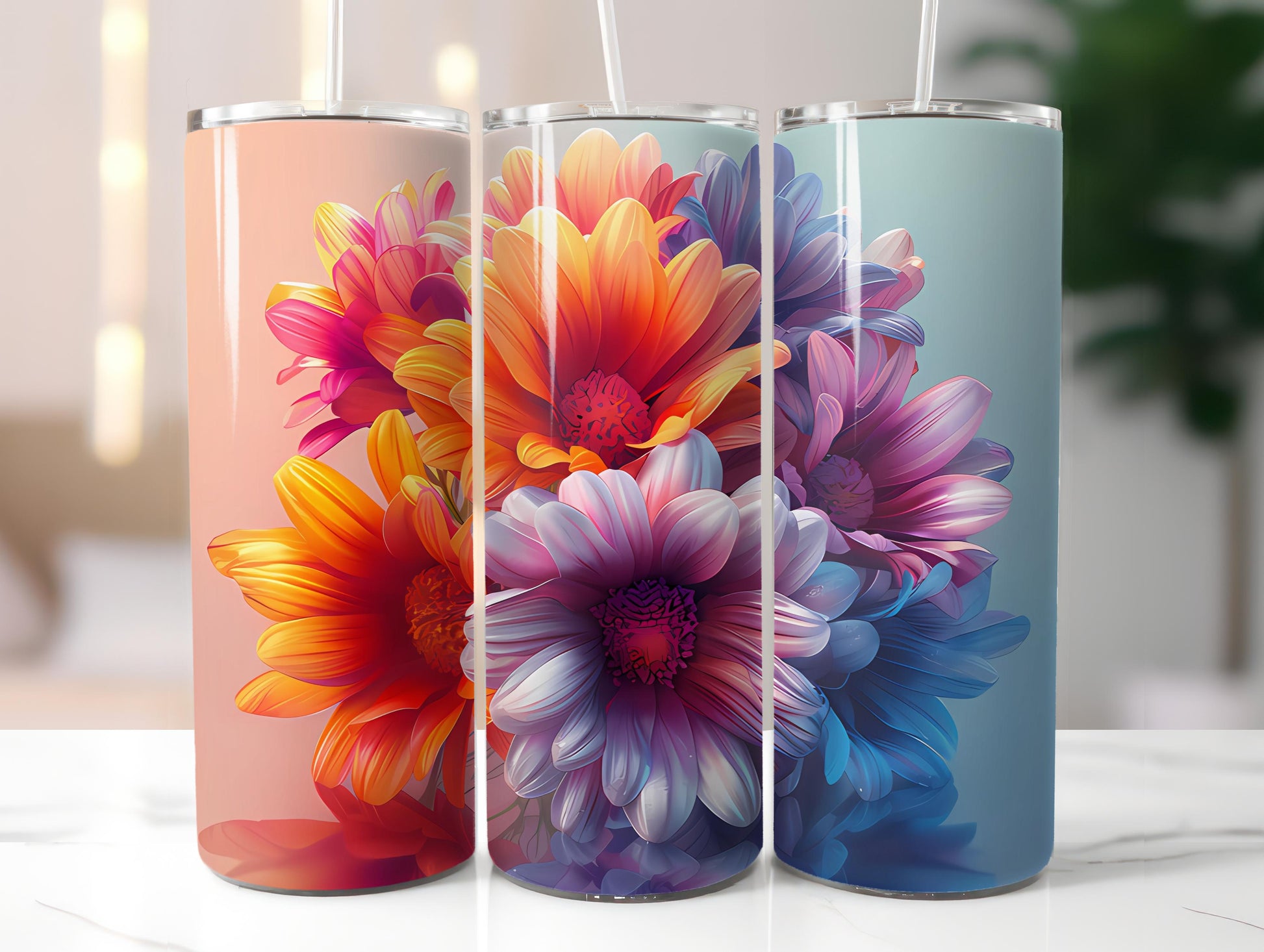 Asters Flowers Tumbler Wrap - CraftNest - Digital Crafting and Art