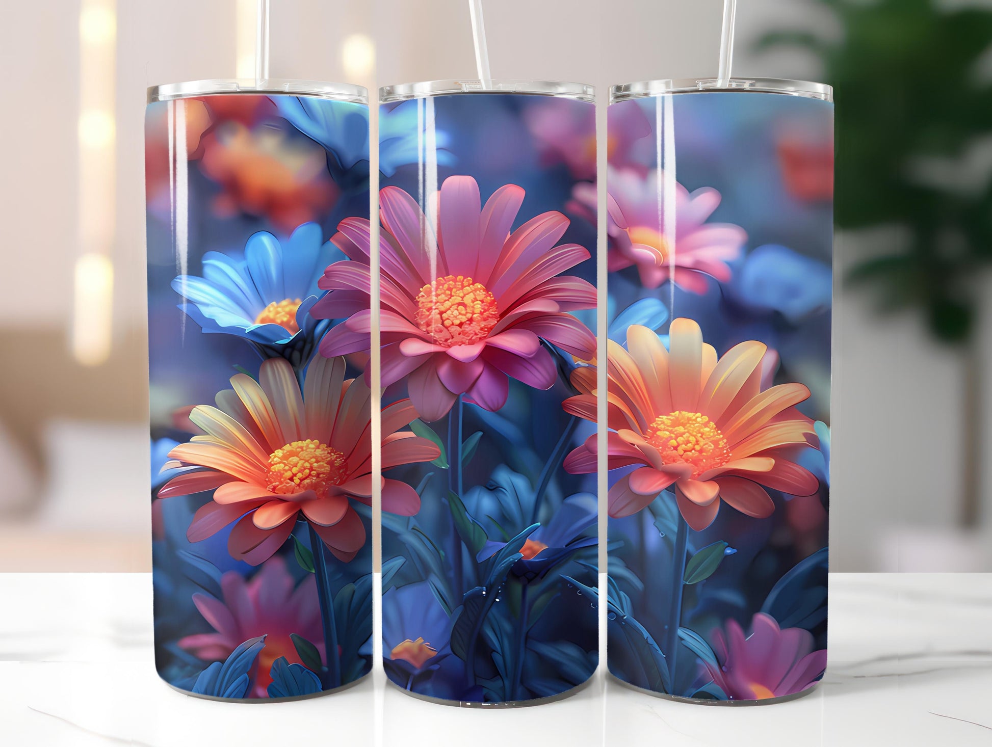 Asters Flowers Tumbler Wrap - CraftNest - Digital Crafting and Art