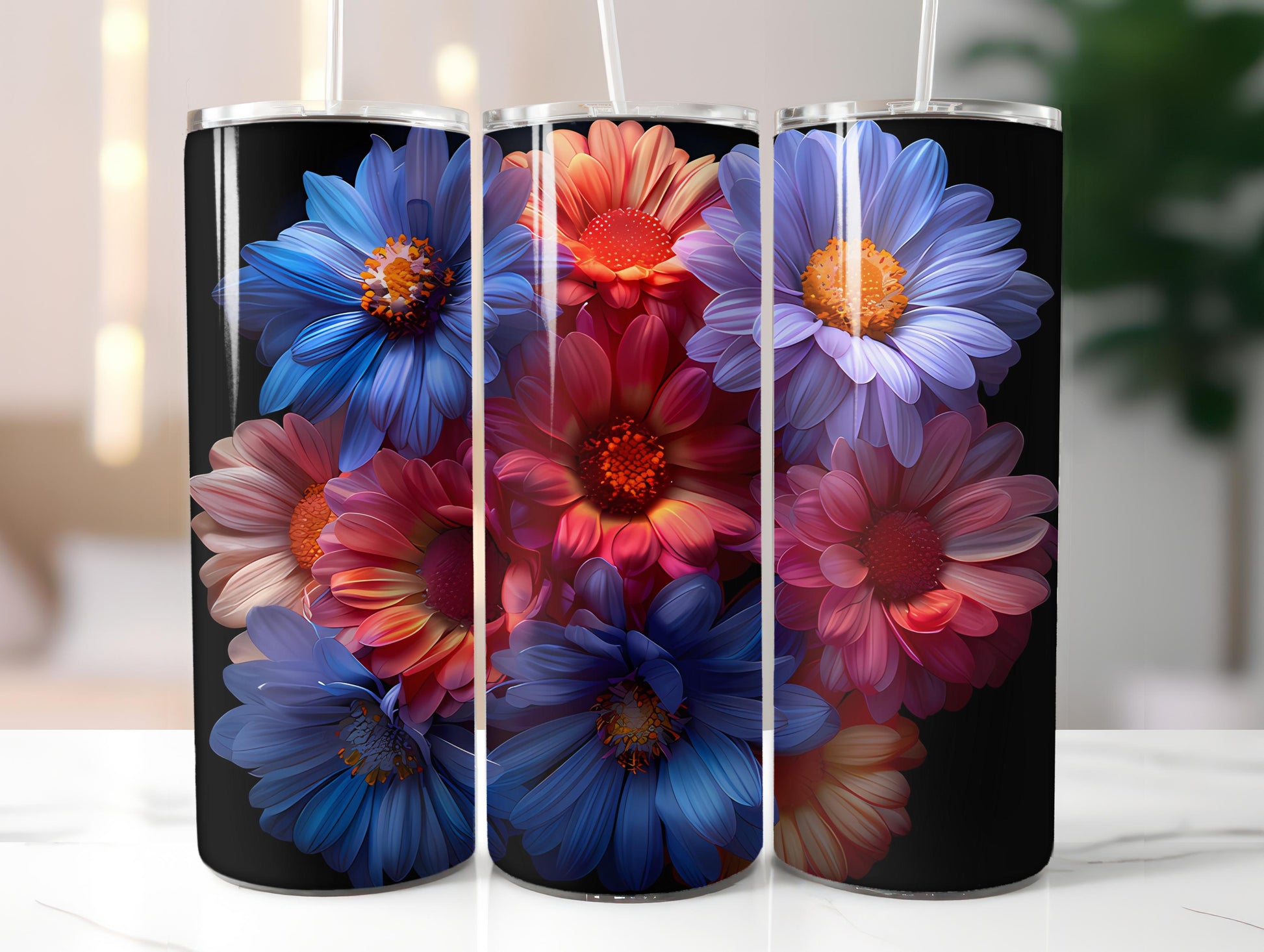 Asters Flowers Tumbler Wrap - CraftNest - Digital Crafting and Art