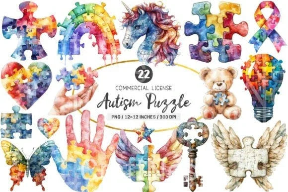 Autism Puzzle Clipart Bundle - CraftNest - Digital Crafting and Art