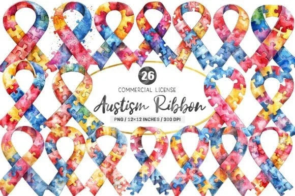 Autism Ribbon Clipart Bundle - CraftNest - Digital Crafting and Art