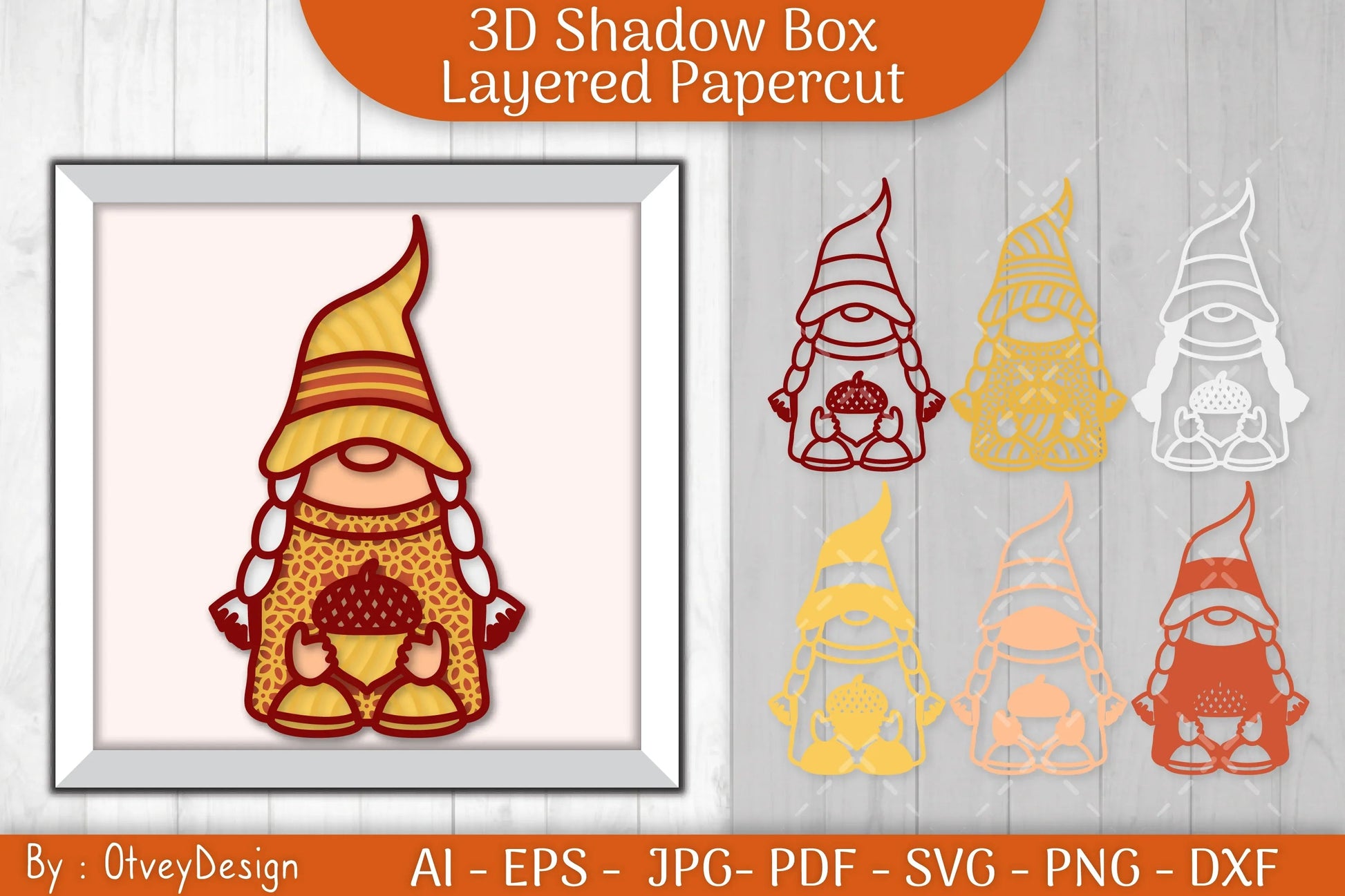 Autumn Gnome Layered Papercut SVG Bundle - CraftNest - Digital Crafting and Art