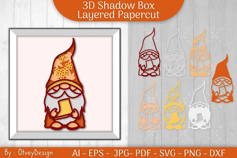 Autumn Gnome Layered Papercut SVG Bundle - CraftNest - Digital Crafting and Art