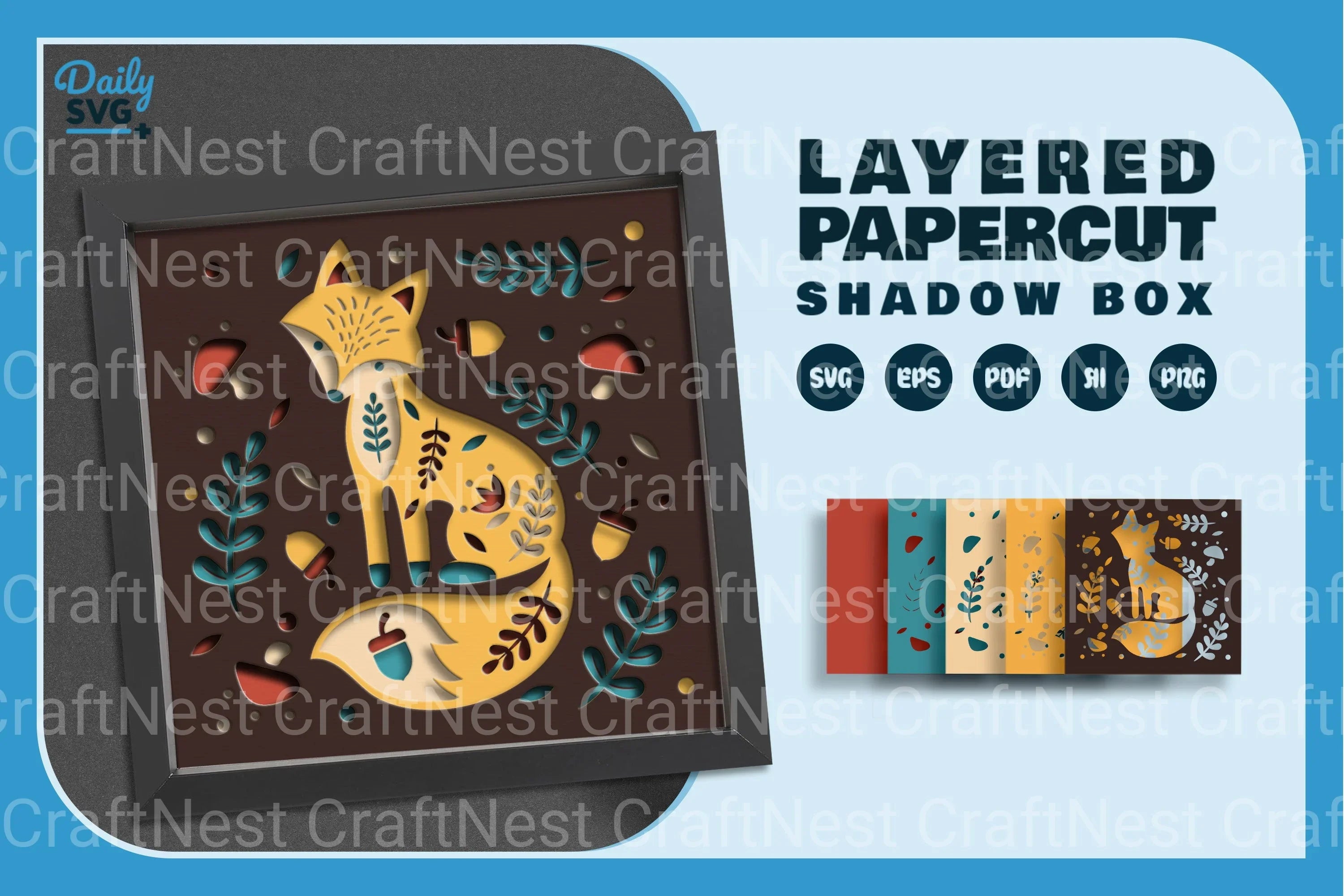 Autumn Fox Folk Art Papercut SVG Bundle